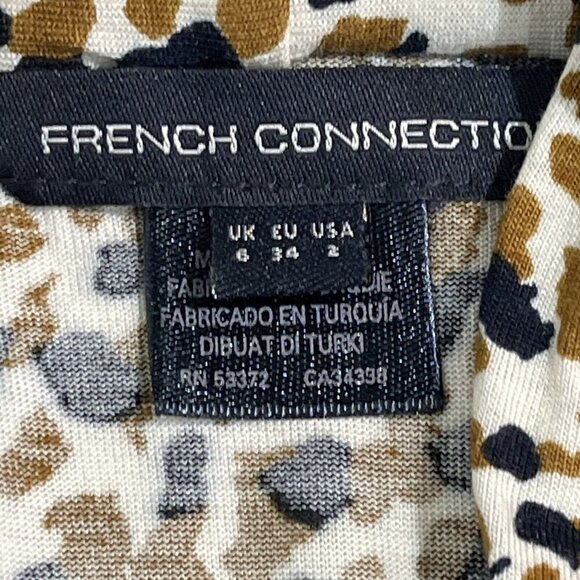 French Connection Mini Dress Womens 2 Brown A Line Animal Leopard Print Belted - Picture 6 of 7